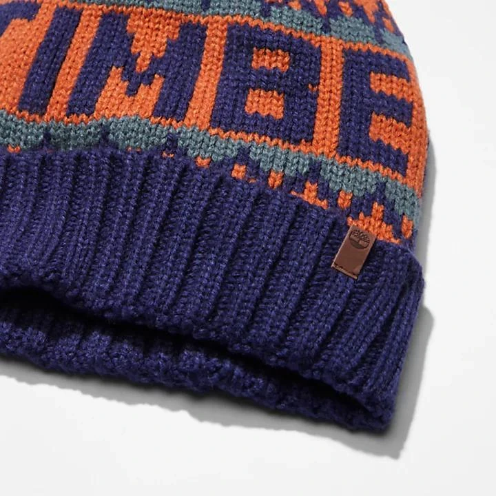 Timberland Knit-In Logo Cuffed Beanie for Men in Orange 2