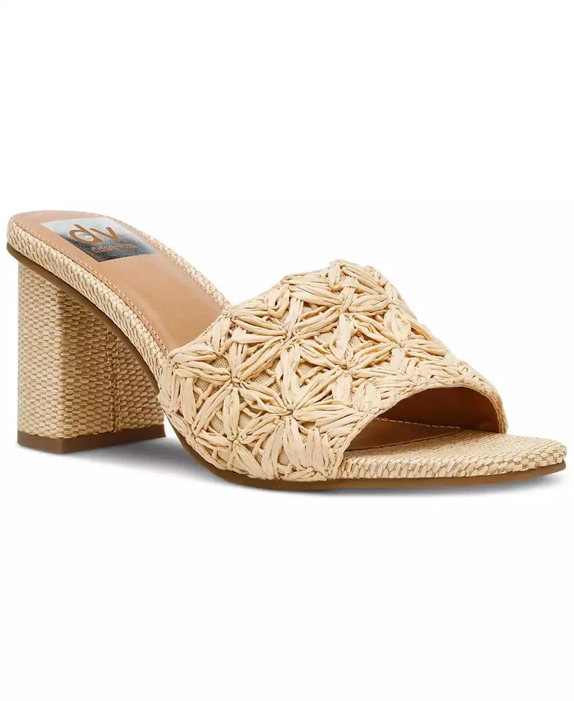 Shop Women's Honey Raffia Block-Heel Dress Sandals on Sale at