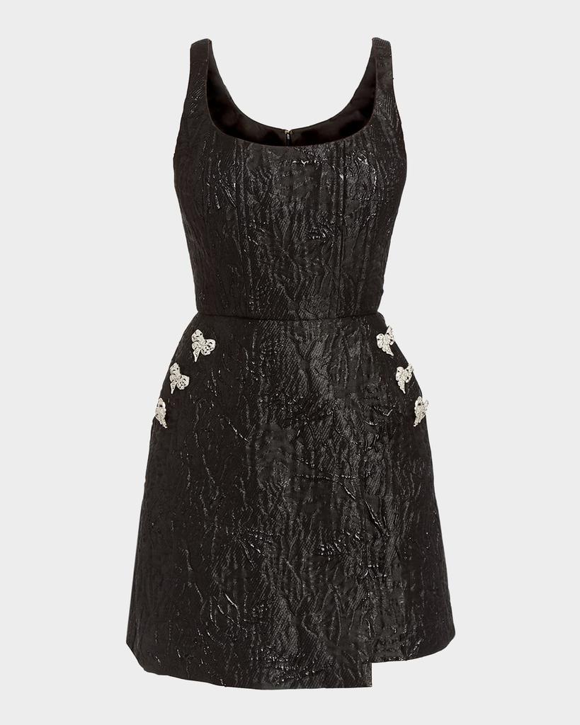 Mestiza New York Chianti Jacquard Crystal Bow Mini Dress