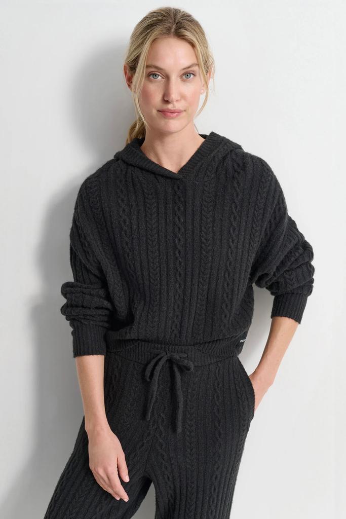 DKNY COZY CABLE SWEATER HOODIE