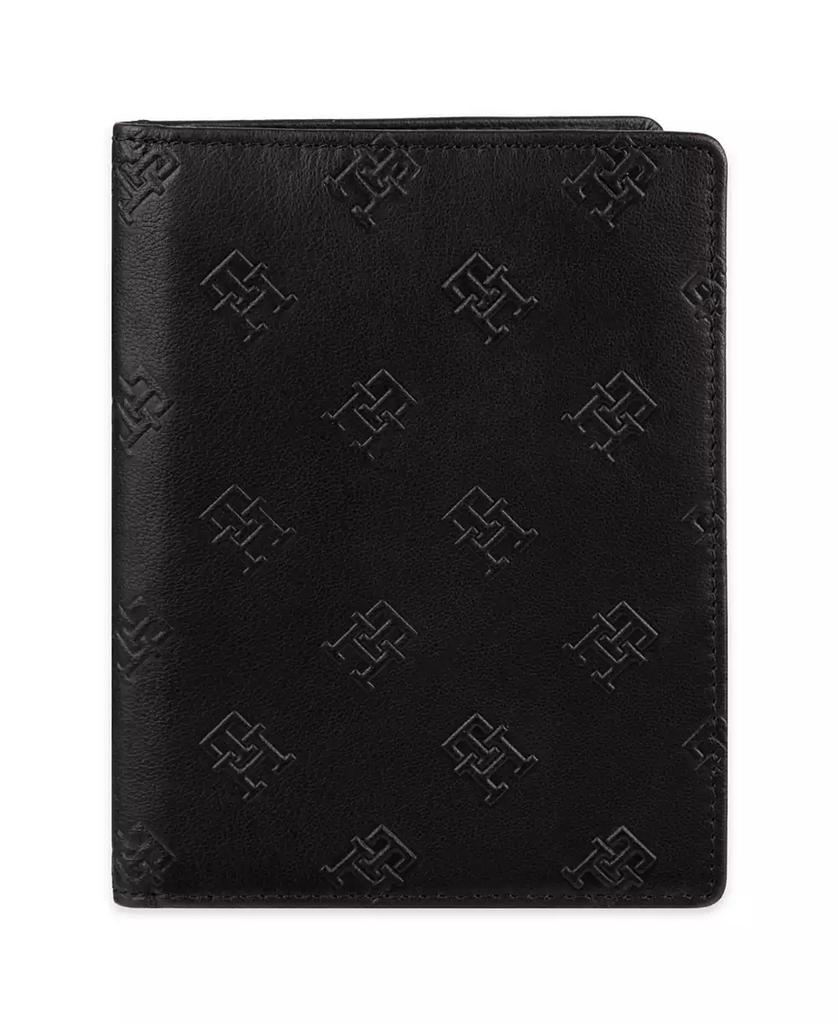 Tommy Hilfiger Men's Embossed Leather Passport Wallet with AirTag Holder Luggage Tag, 2-Piece Set