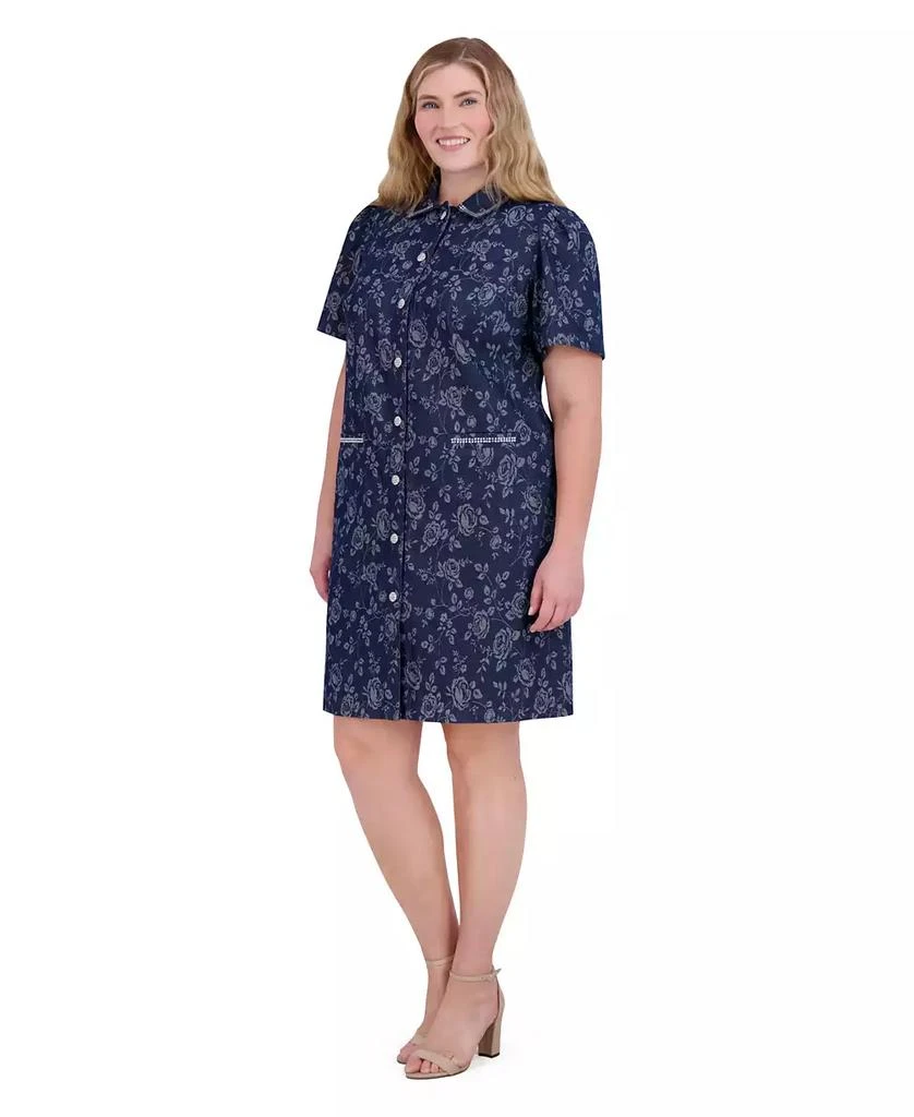 Eliza J Plus Size Embellished Floral Denim Shirtdress 2