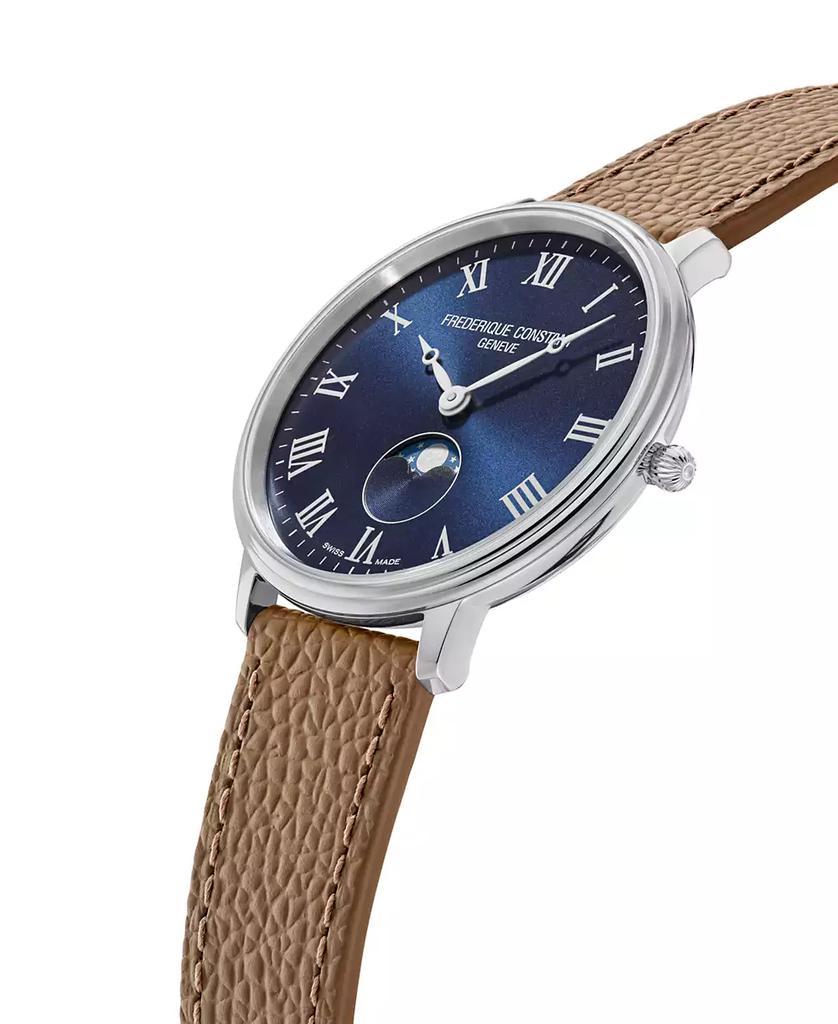Frederique Constant Men's Classics Quartz Moonphase Brown Leather Strap Watch 39mm