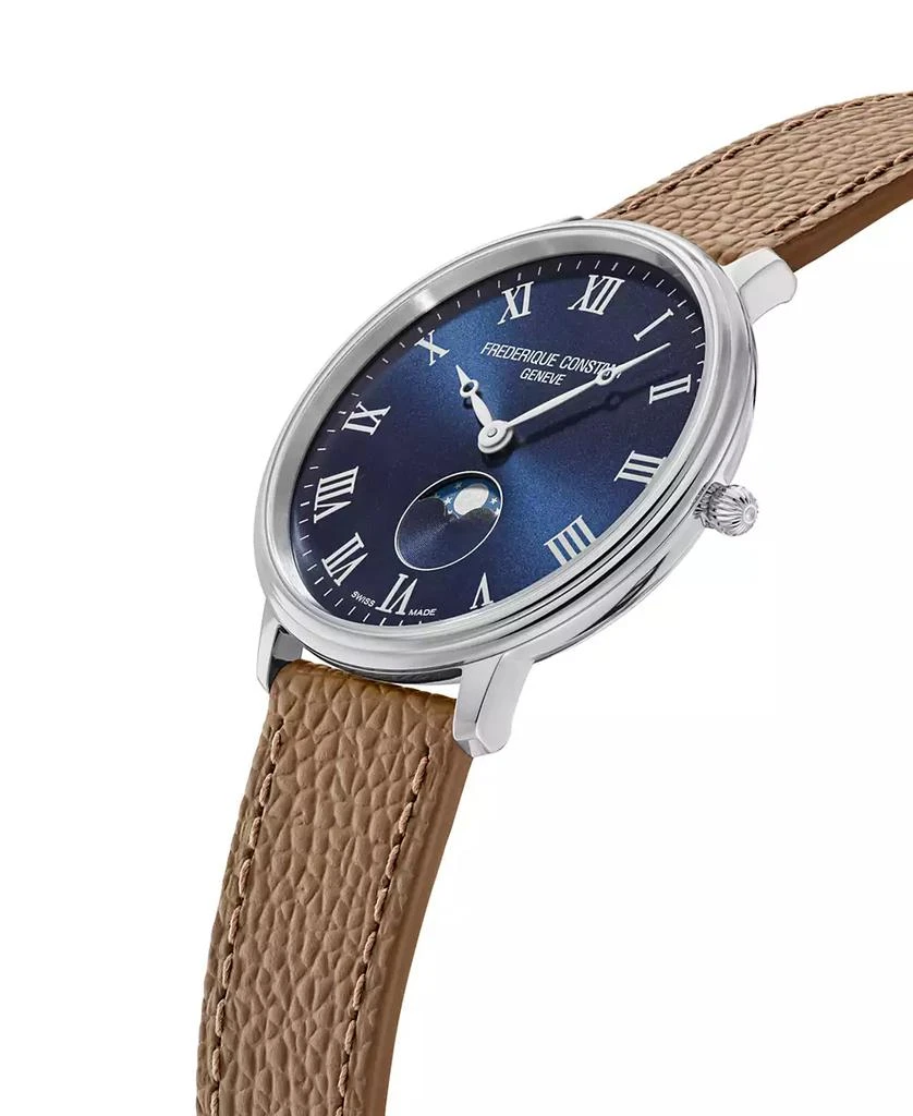 Frederique Constant Men's Classics Quartz Moonphase Brown Leather Strap Watch 39mm 2