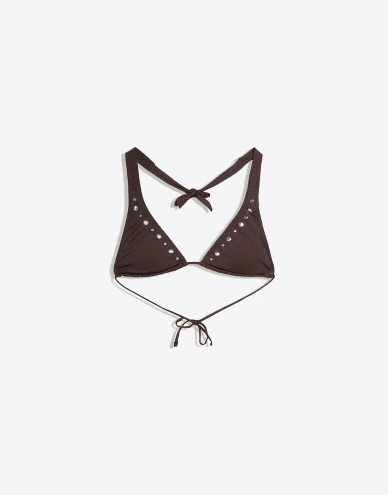 Bershka Bershka Studded bikini top in brown 4