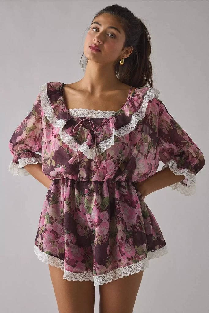 slim fit dress slacks For Love & Lemons Elita Floral Mini Dress