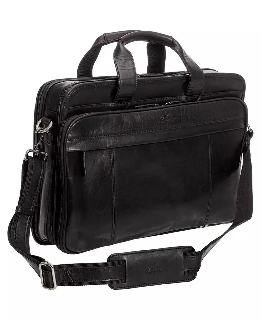 Mancini Leather Goods Men's Buffalo Double Compartment Top Zipper 15.6" Laptop and Tablet Briefcase 5