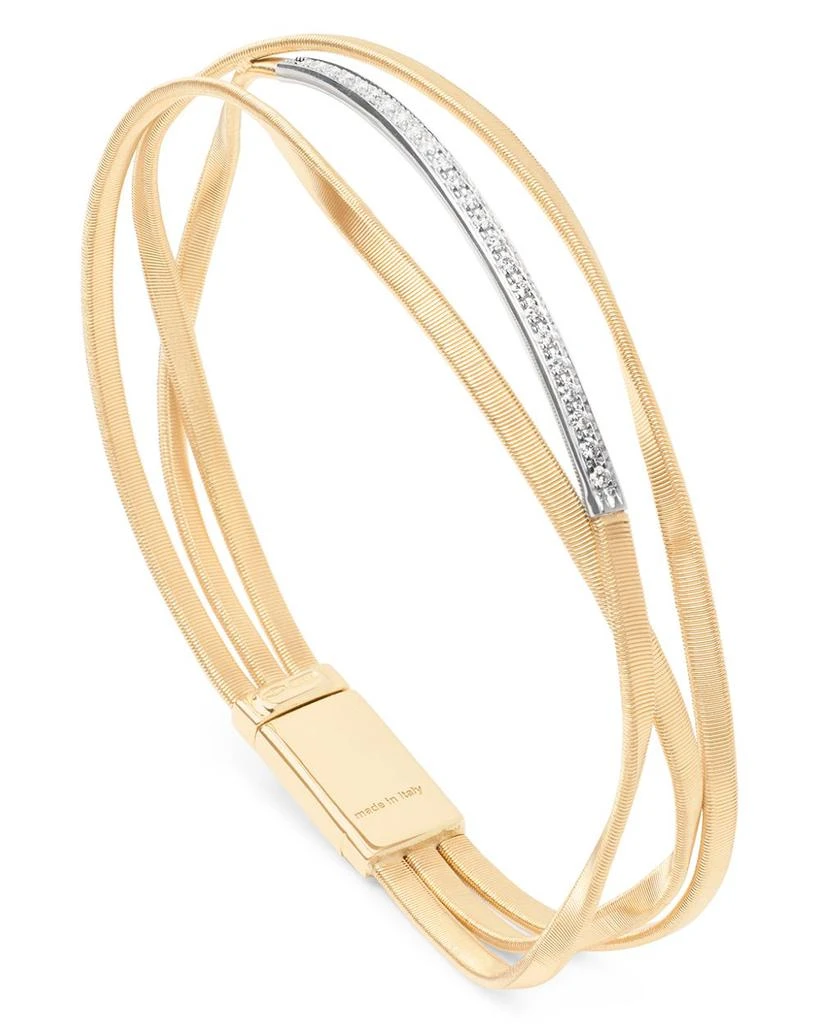 Marco Bicego 18K White & Yellow Gold Marrakech Diamond Three Strand Twist Bangle Bracelet 1