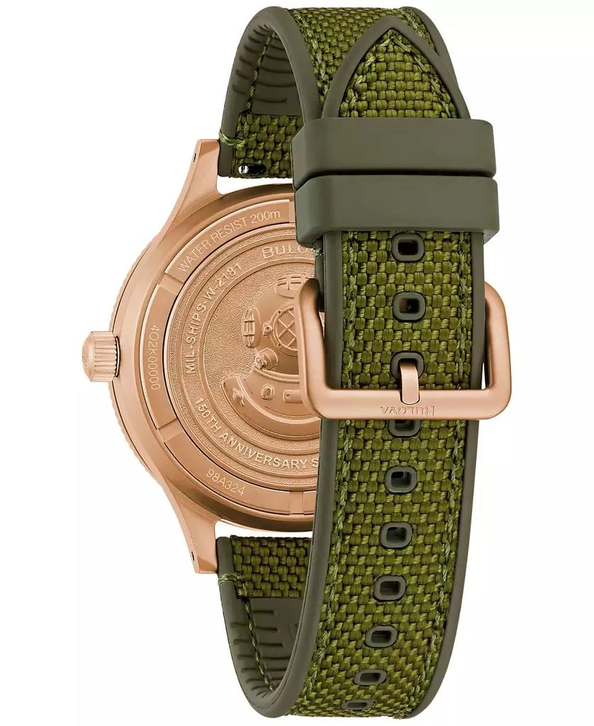 Bulova 150th Anniversary Men's Automatic MIL-SHIPS Green Nylon Strap Watch 41mm 3
