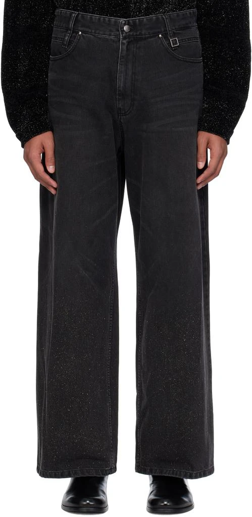 Wooyoungmi Black Glitter Wide Jeans 1