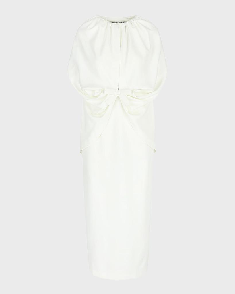 Bernadette Ruched Waist Long Cape Dress