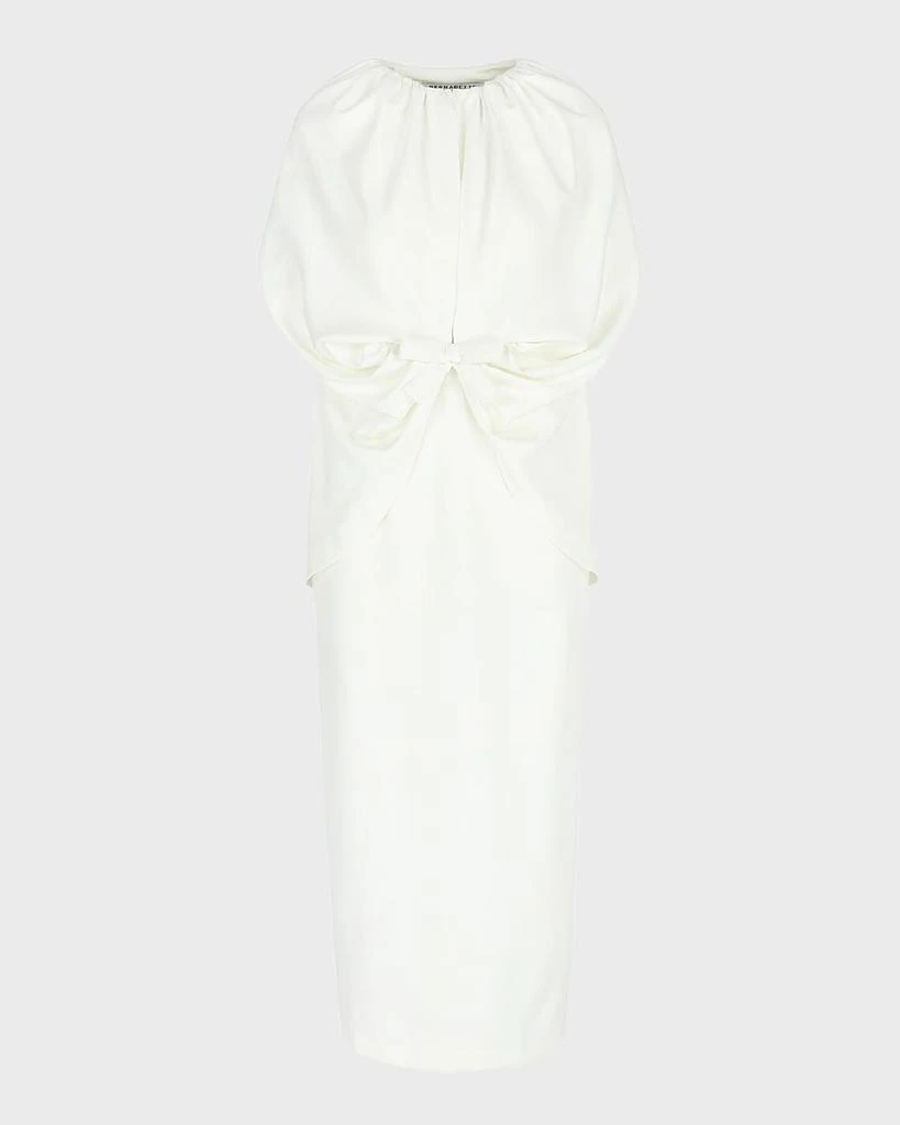 Bernadette Ruched Waist Long Cape Dress 1