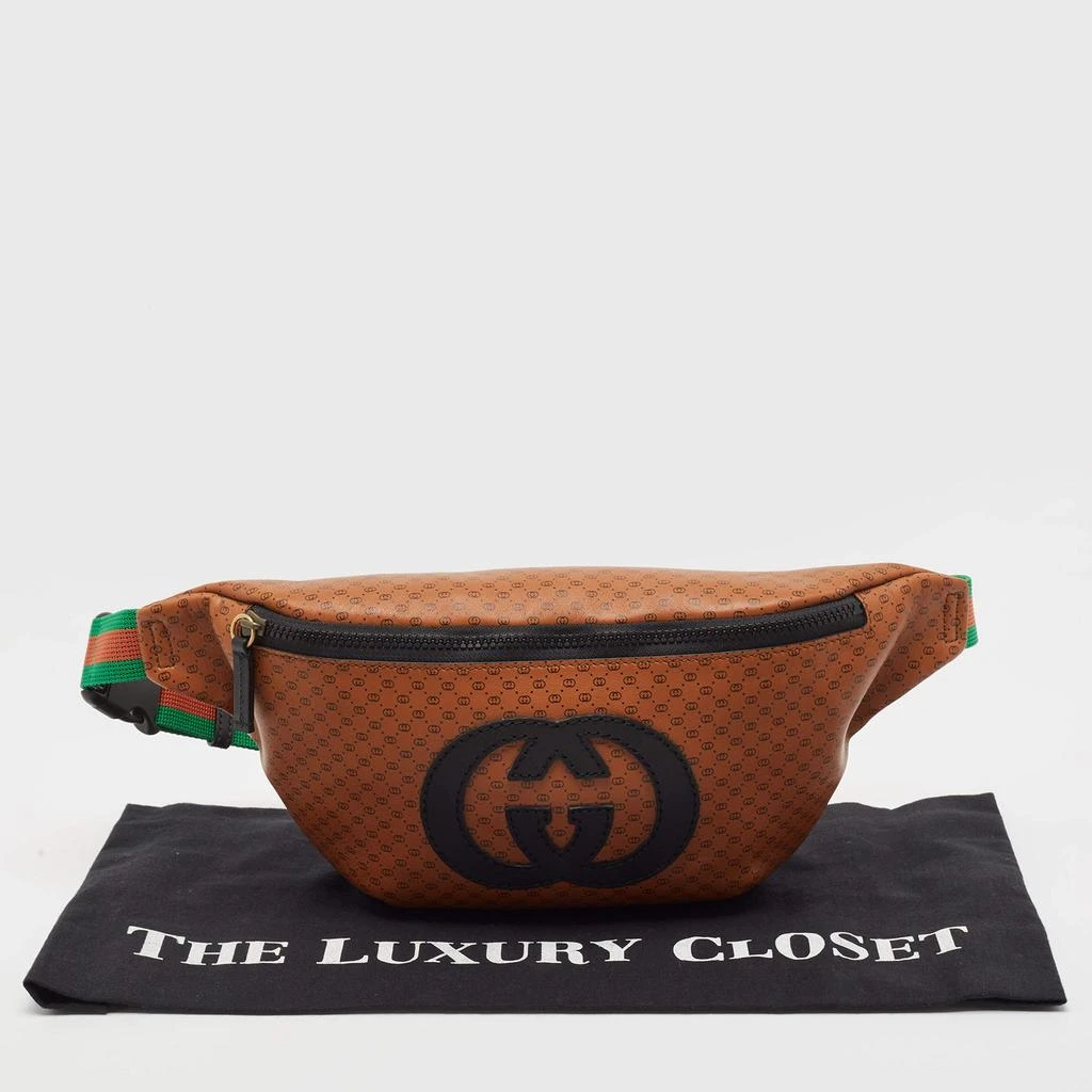 Gucci Gucci X Dapper Dan Brown Micro GG Leather Logo Belt  display picture 1
