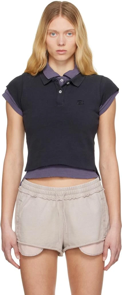 Alexander Wang Navy Layered Shrunken Polo 1