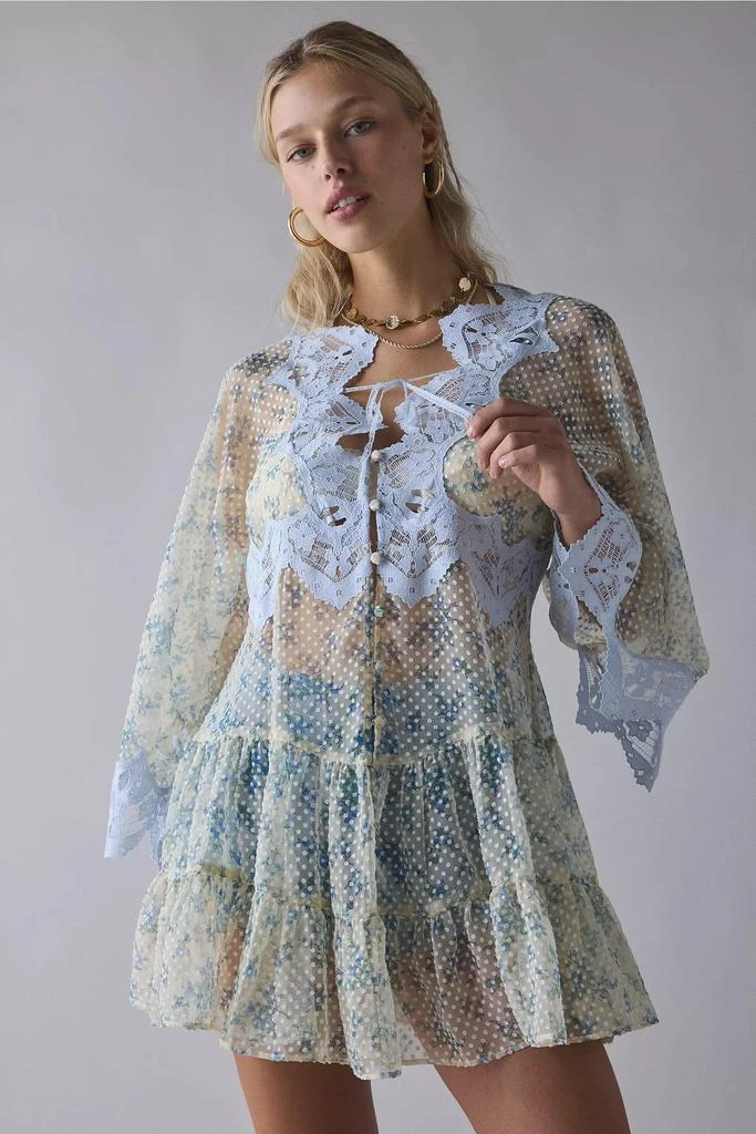 sachin and babi light blue dress Kimchi & Blue Kimchi Blue Ruffled Romance Cutout Tie-Back Slip Midi Dress  in Mint