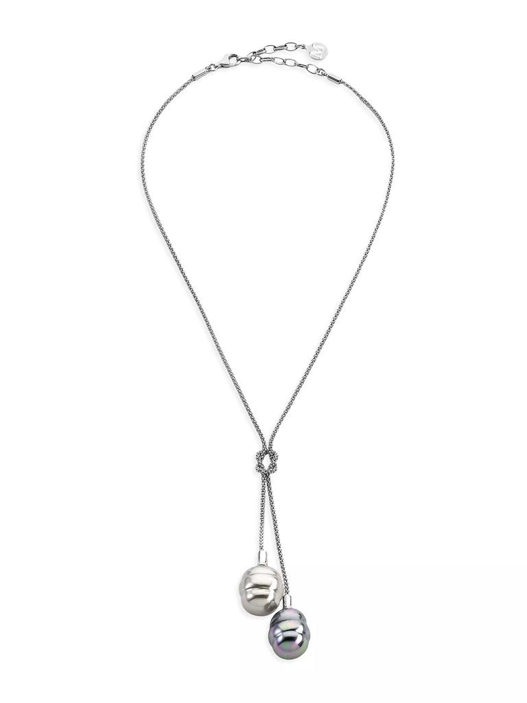 Majorica Tender Rhodium-Plated & Lab-Grown Baroque Pearls Knot Necklace