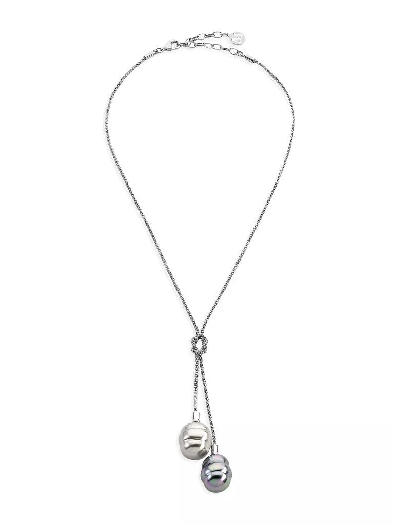 Majorica Tender Rhodium-Plated &amp; Lab-Grown Baroque Pearls Knot Necklace 1