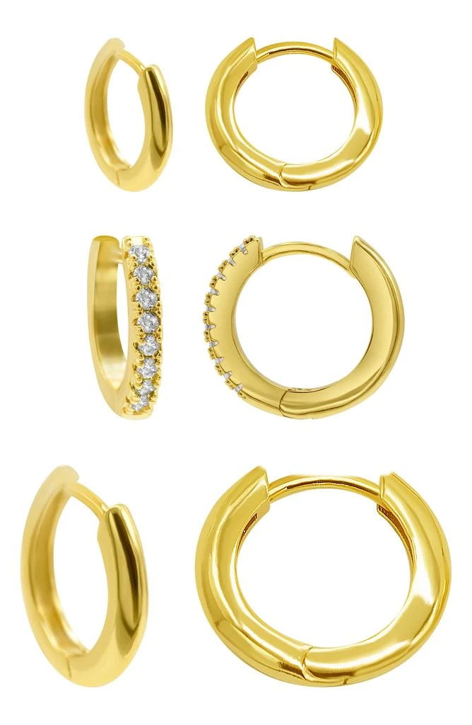 ADORNIA Set of 3 Crystal Huggie Hoop Earrings