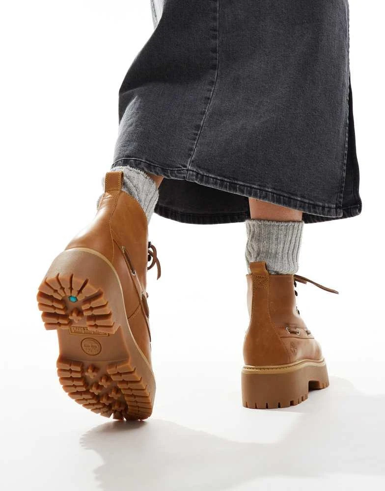 Timberland Timberland Stone Street lace up 7 eye elevated boots in wheat leather 3
