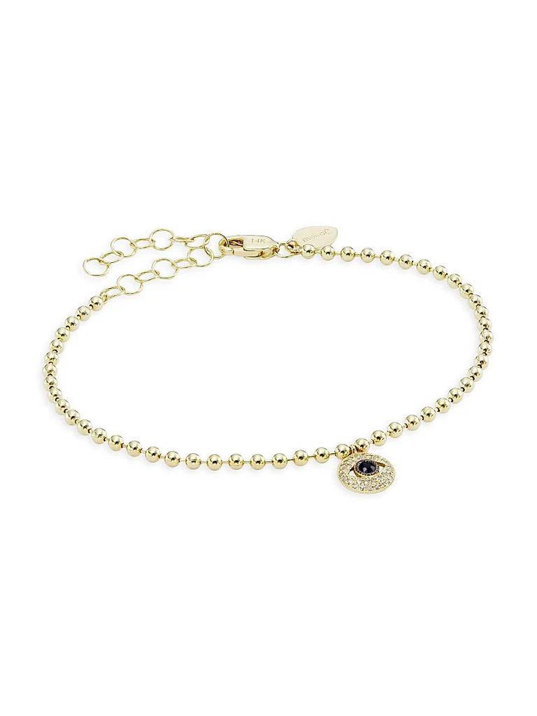 Meira T 14K Yellow Gold, Diamond 
Sapphire Evil Eye Charm Bracelet