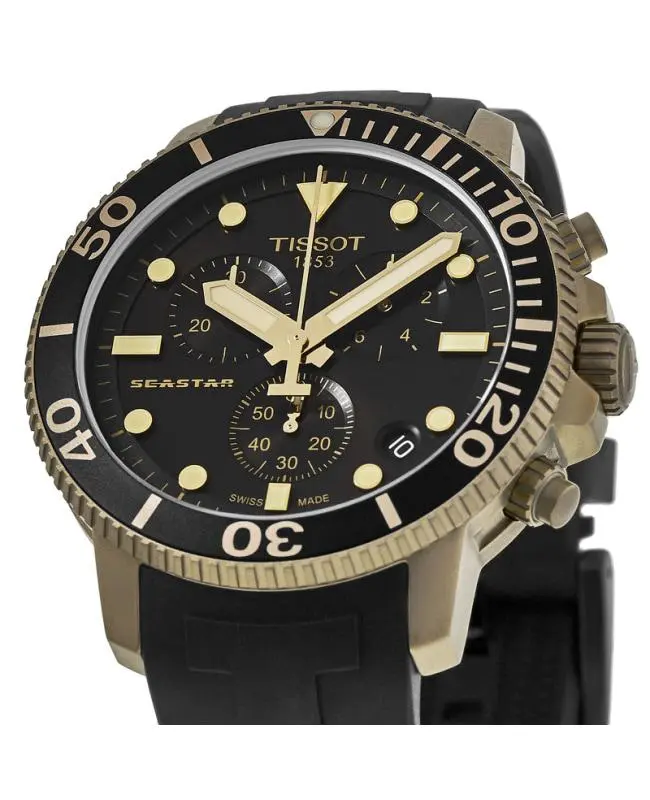 Tissot Tissot Seastar 1000 Chronograph Black Dial Black Rubber Strap Men's Watch T120.417.37.051.01 2
