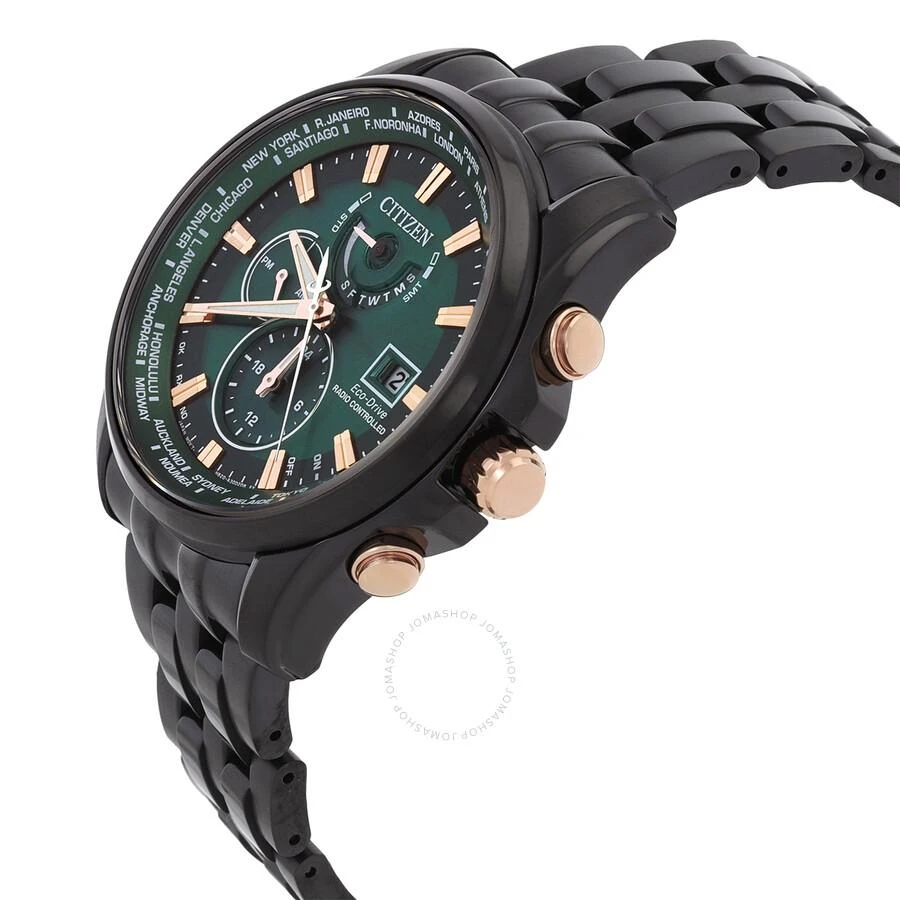 Citizen Perpetual Alarm World Time Eco-Drive GMT Green Dial Men's Watch AT9128-87X 2