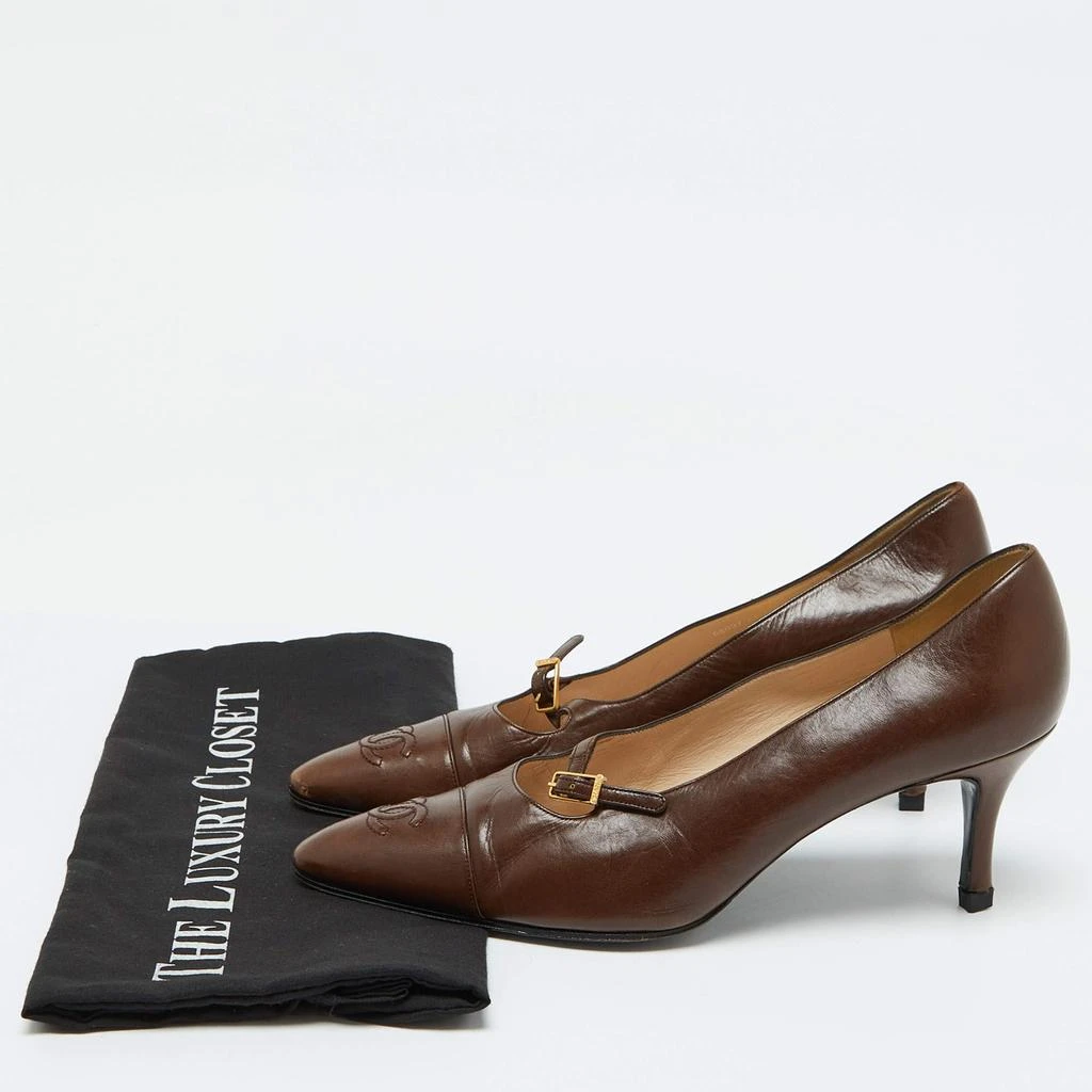 Chanel Chanel Brown Leather CC Cap Toe Pumps Size 39.5 9