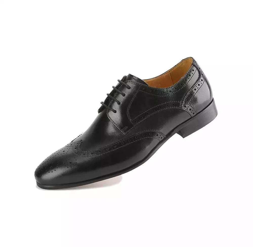 Gino Vitale Men's Handcrafted Genuine Leather Brogue Wingtip Medallion Dress Shoe 1