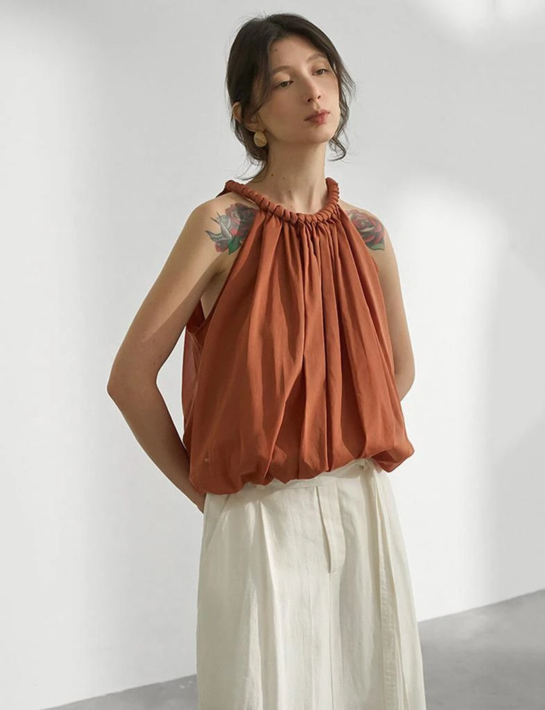 Pixie Market Braided Halted Puff Top in Sienna 3