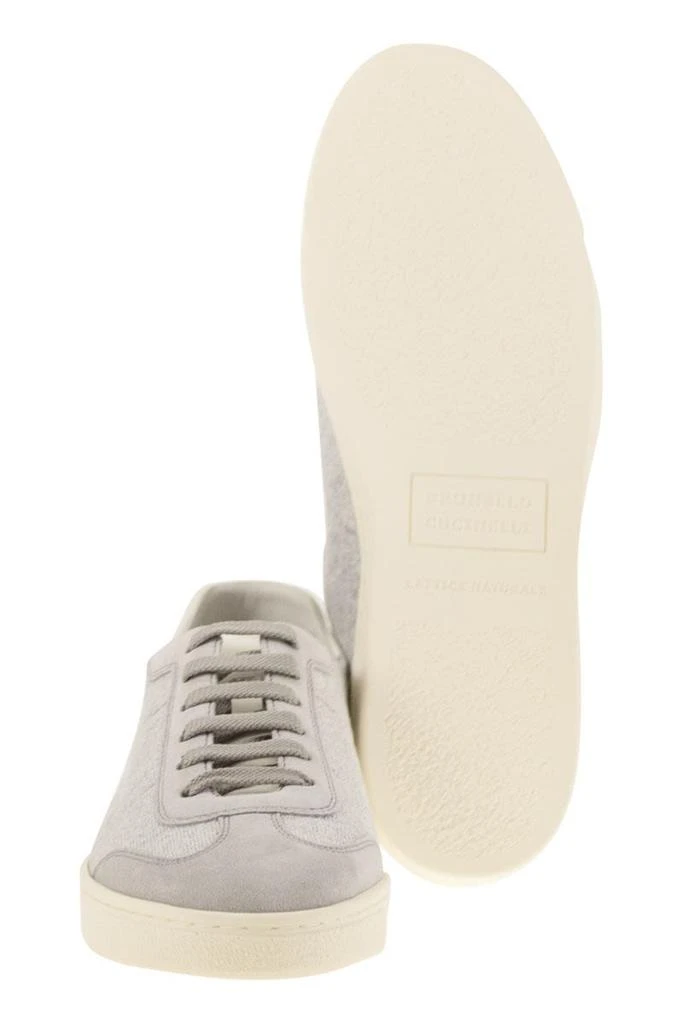 BRUNELLO CUCINELLI COTTON KNIT, WASHED SUEDE AND SOFT CALFSKIN TRAINERS 5