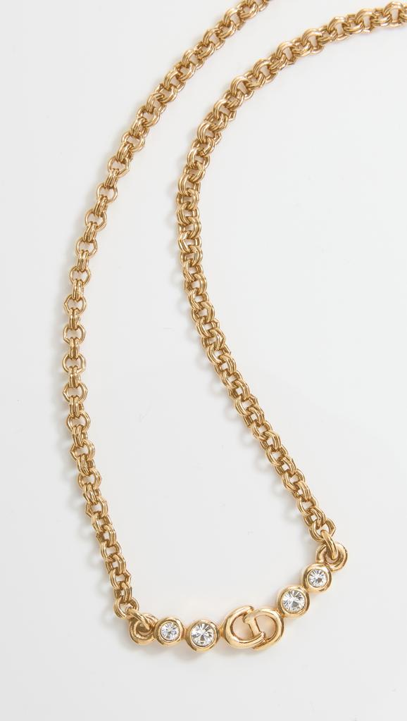 What Goes Around Comes Around Dior Gold Crystal CD Necklace
