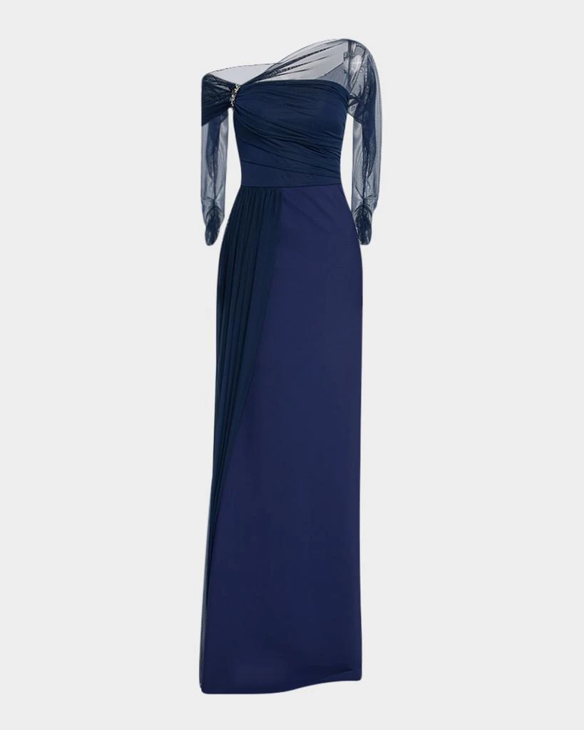 Chiara Boni One-Shoulder Draped Illusion Gown 1