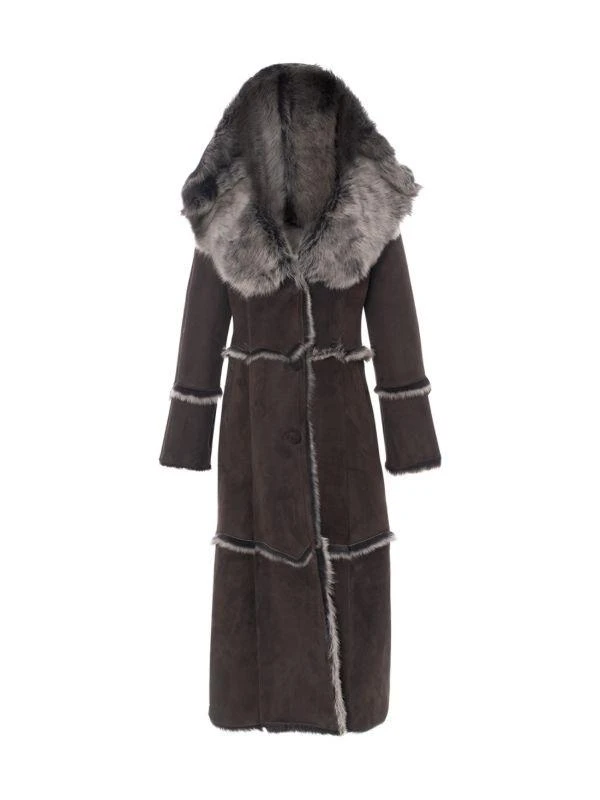 WOLFIE FURS Made For Generations™ Reversible Hooded Sheepskin Shearling Coat 1