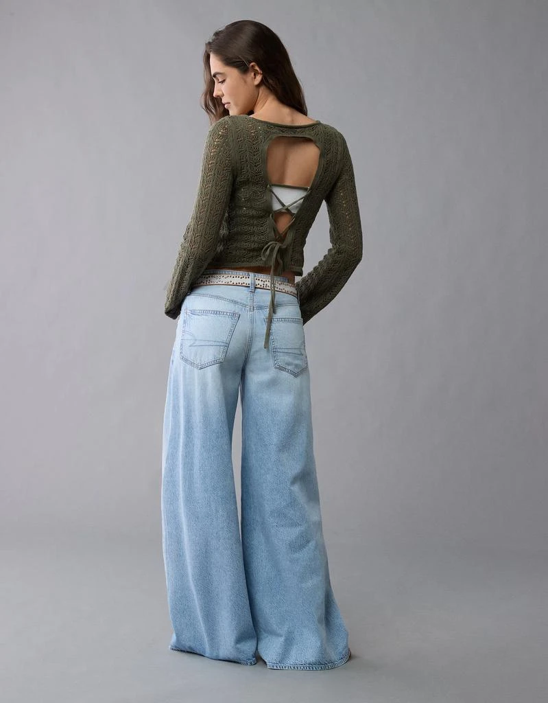AE AE Lace-Up Back Crochet Sweater 2
