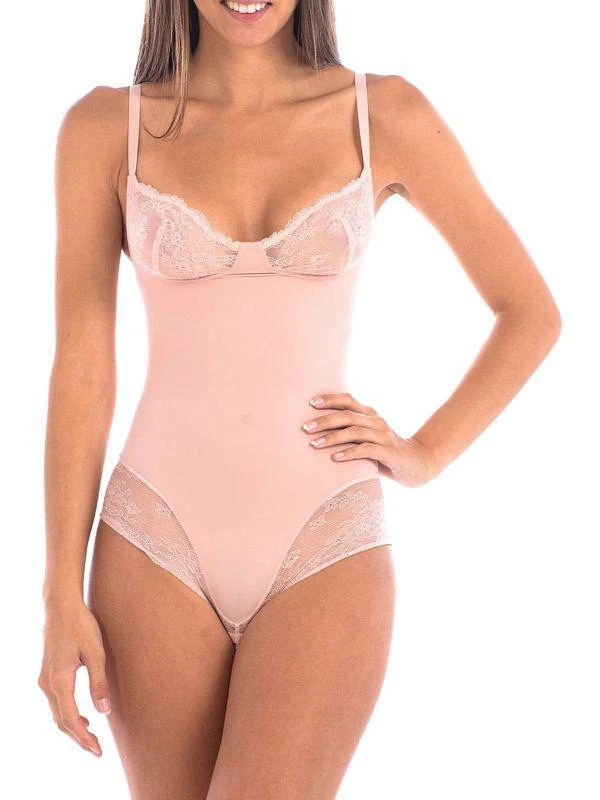 BODY BEAUTIFUL SHAPEWEAR Lace Trim Shapewear Bodysuit 1