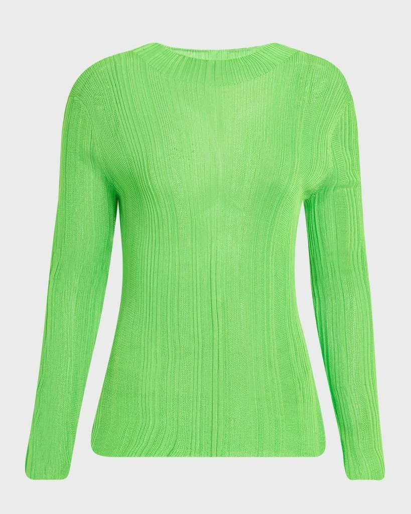 Gabriela Hearst Aveda Mock-Neck Silk Plisse Knit Sweater 1