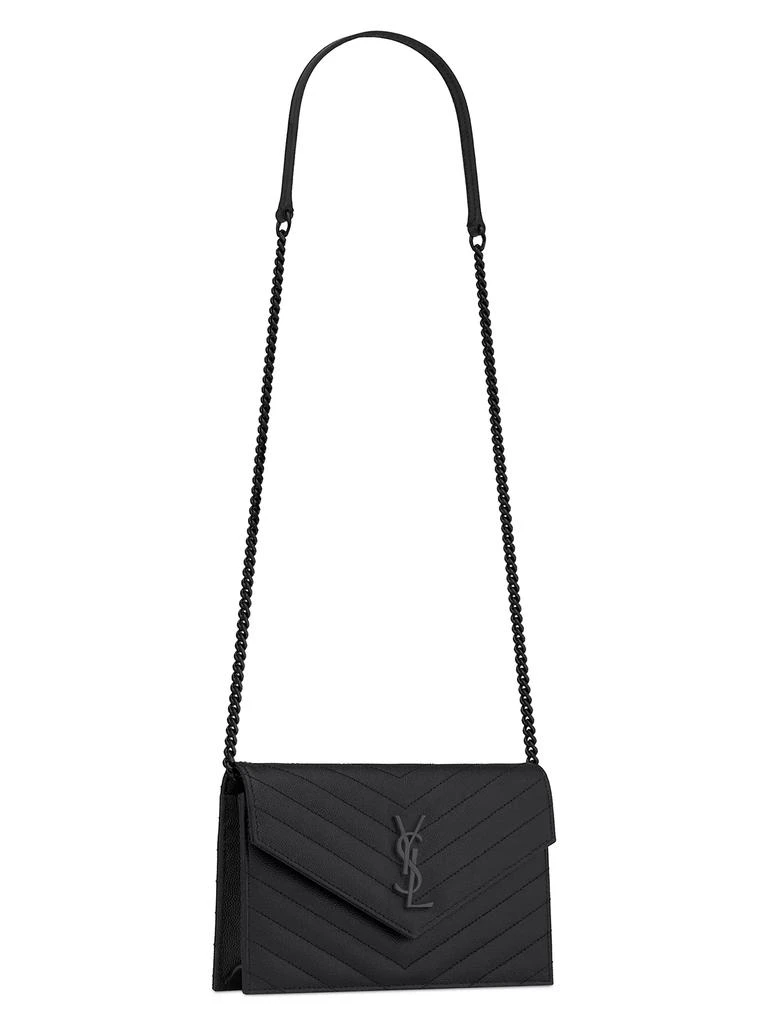 Yves Saint Laurent Cassandre Envelope Chain Wallet in Grain De Poudre Leather 3