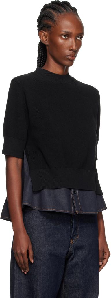 Sacai Black & Navy Denim x Knit Sweater - Sweaters - BeyondStyle