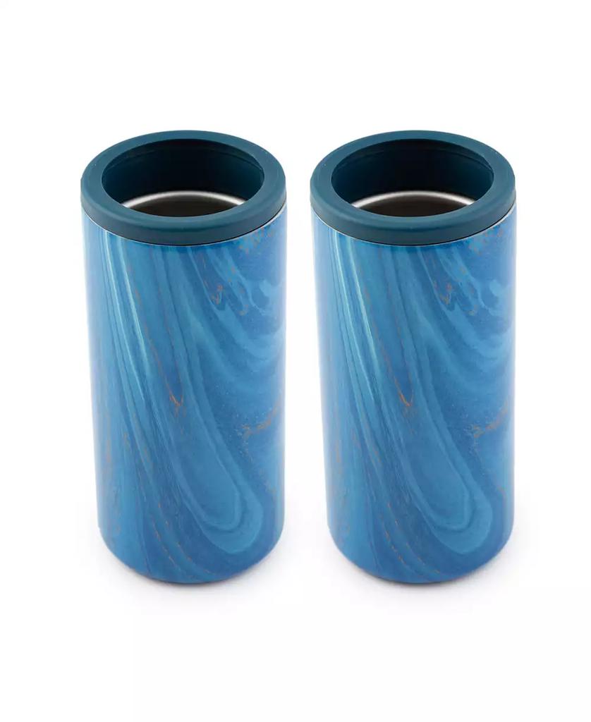 Cambridge Silversmiths Insulated Sapphire Blue Geode Slim Can Coolers, 2 Pack