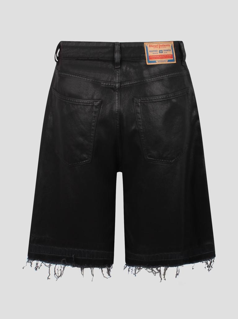 24年製 DIESEL de-sire Shorts Coated Denim Women's Shorts in coated tailoring denim | Black | Diesel