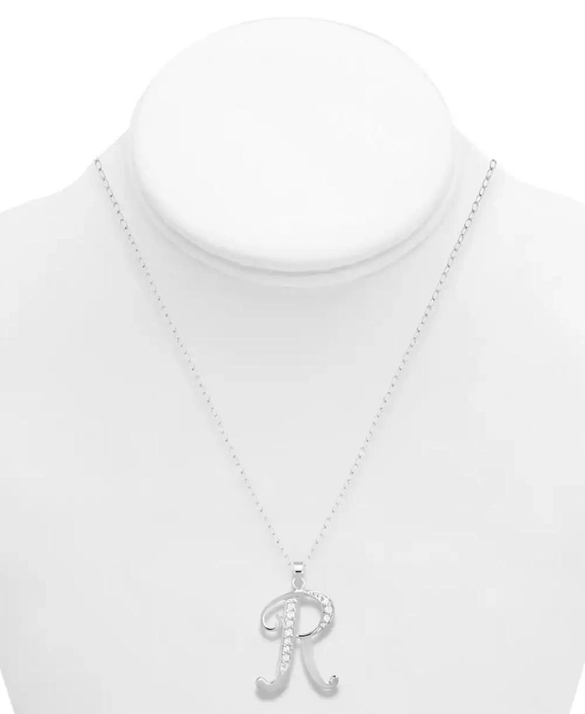Macy's Diamond R Initial 18" Pendant Necklace (1/10 ct. t.w.) in Sterling Silver 2