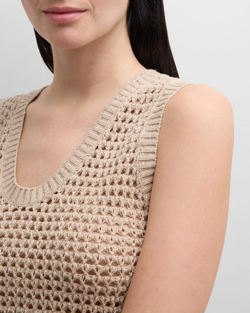Brunello Cucinelli Open-Knit Tank Top with Sequin Detail 5