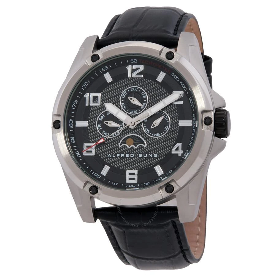 Alfred Sung Astral Quartz Moon Phase Black Dial Men's Watch AS1901SL-1A 1