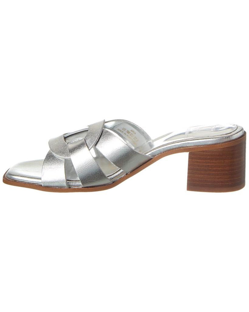 M by Bruno Magli Aria Leather Sandal, 9, Metallic