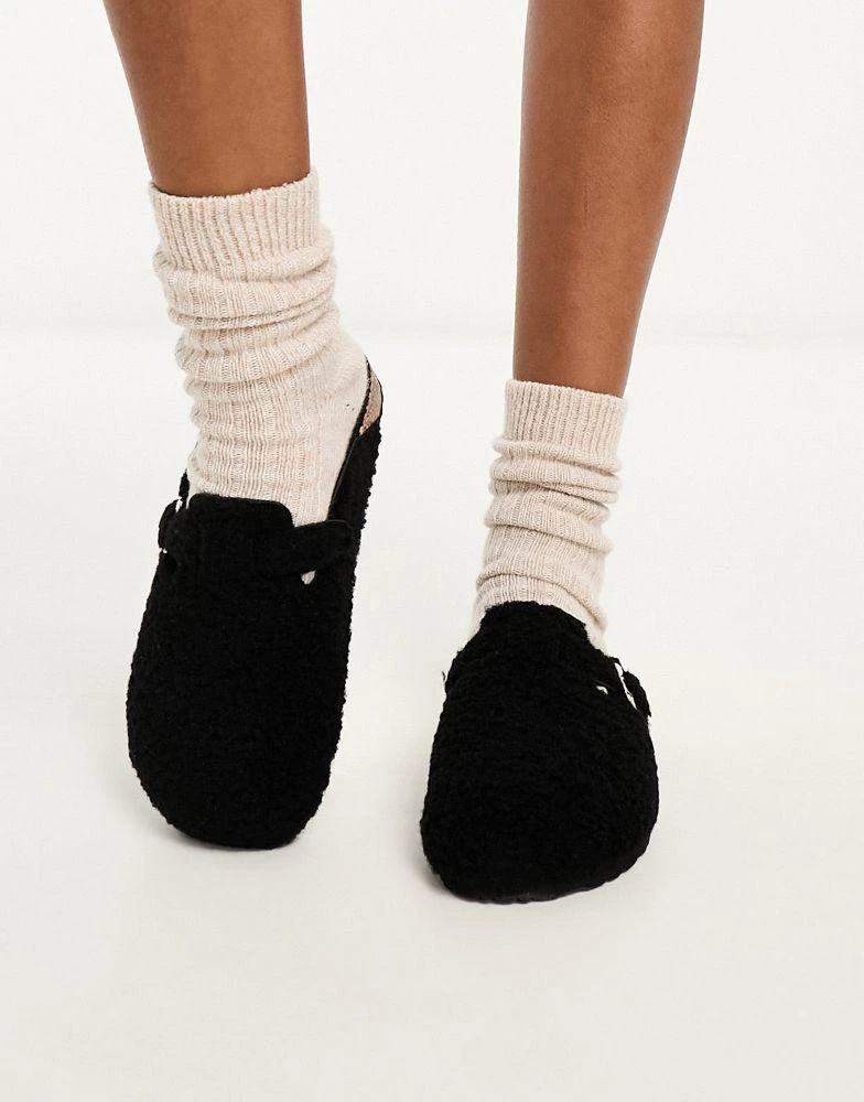 Glamorous Glamorous teddy mules in black 3