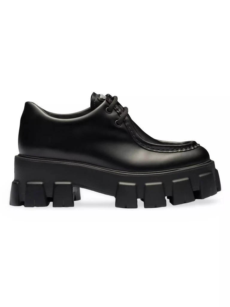 Prada Monolith Brushed Leather Lace-Up Shoes 1