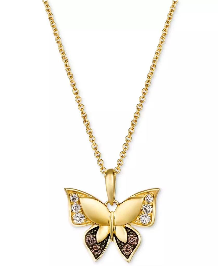 Le Vian Chocolate Diamond & Nude Diamond Butterfly 18" Pendant Necklace (1/6 ct. t.w.) in 14k Gold 1