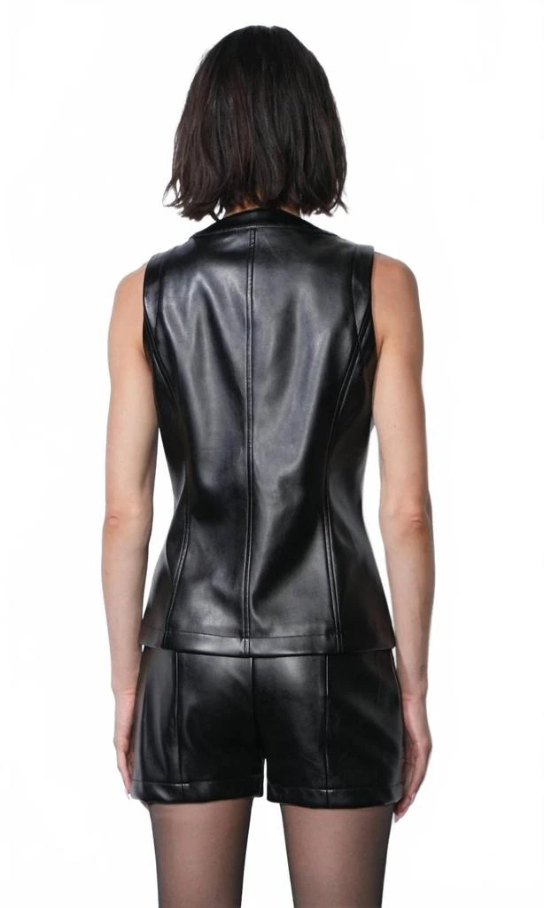 Greylin Micah Faux Leather Longline Vest In Black 3