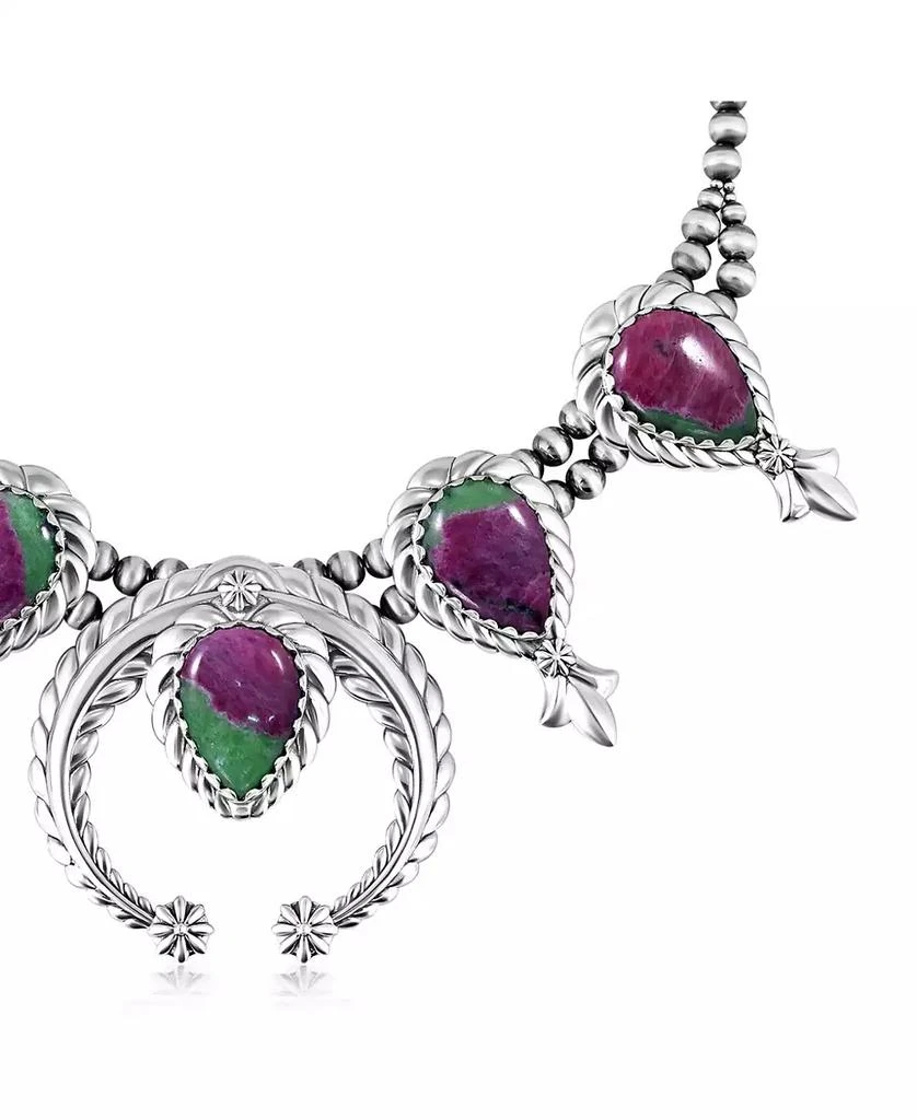 American West Jewelry Sterling Silver Ruby Zoisite Pear-Cut Squash Blossom Necklace, 17 to 20 Inches 4