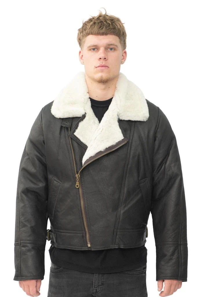 Infinity Leather Mens Sheepskin Leather WW2 Bomber Jacket-Haverhill 1